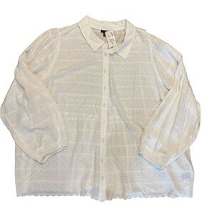 Torrid Size 5 Eyelet Embroidered Button Down Blouse